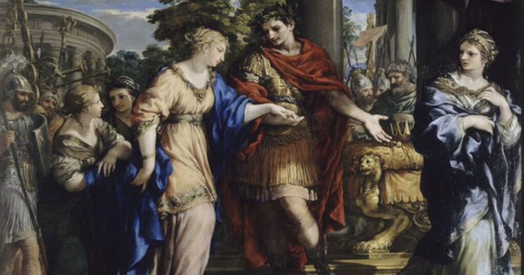 クレオパトラをエジプト女王へ据えるカエサル