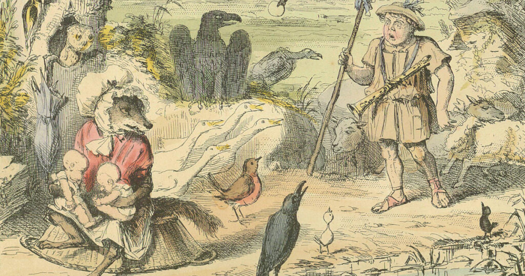 狼に育てられるロムルスとレムス